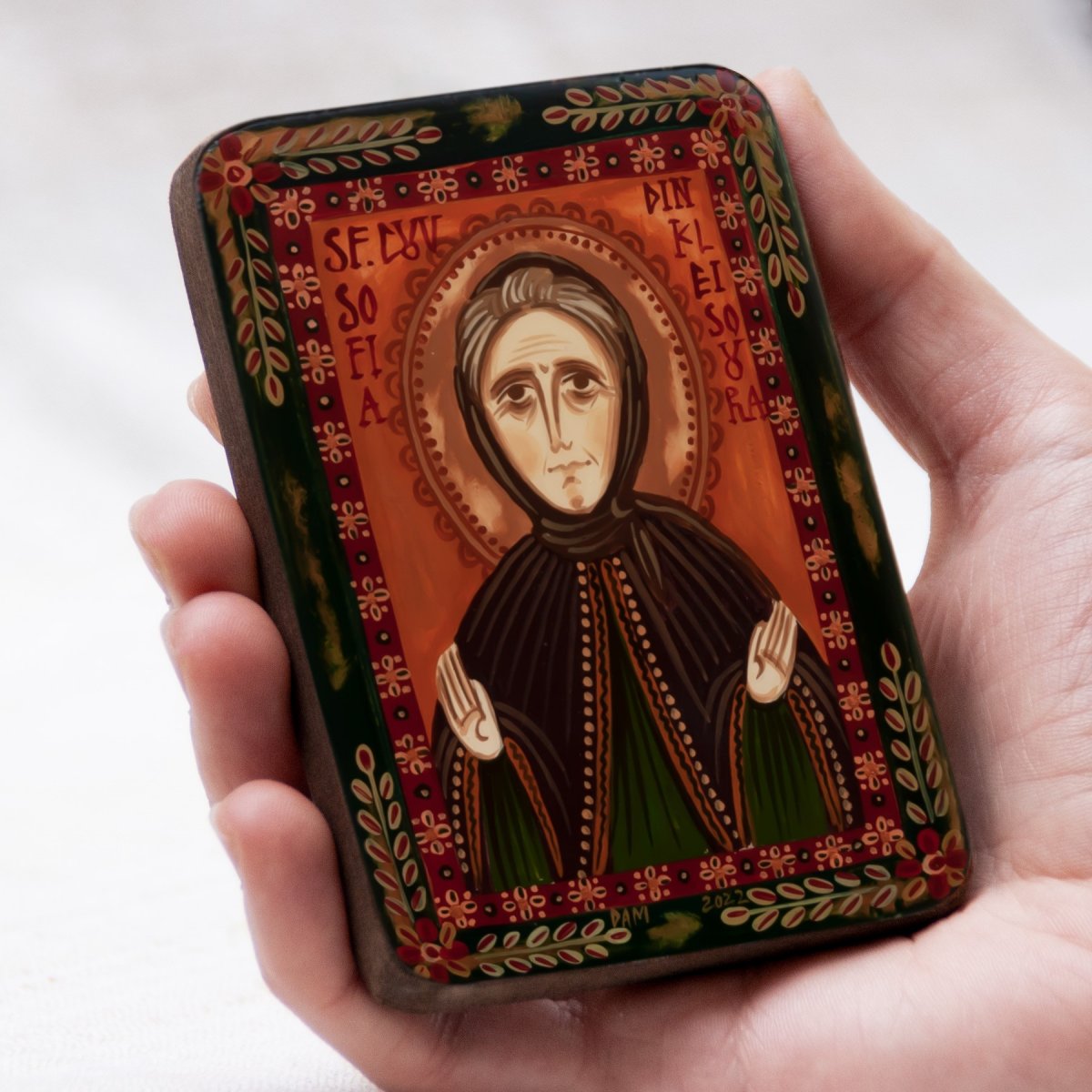 Wood icon, "St. Sophia of Kleisoura", miniature, 7x10cm