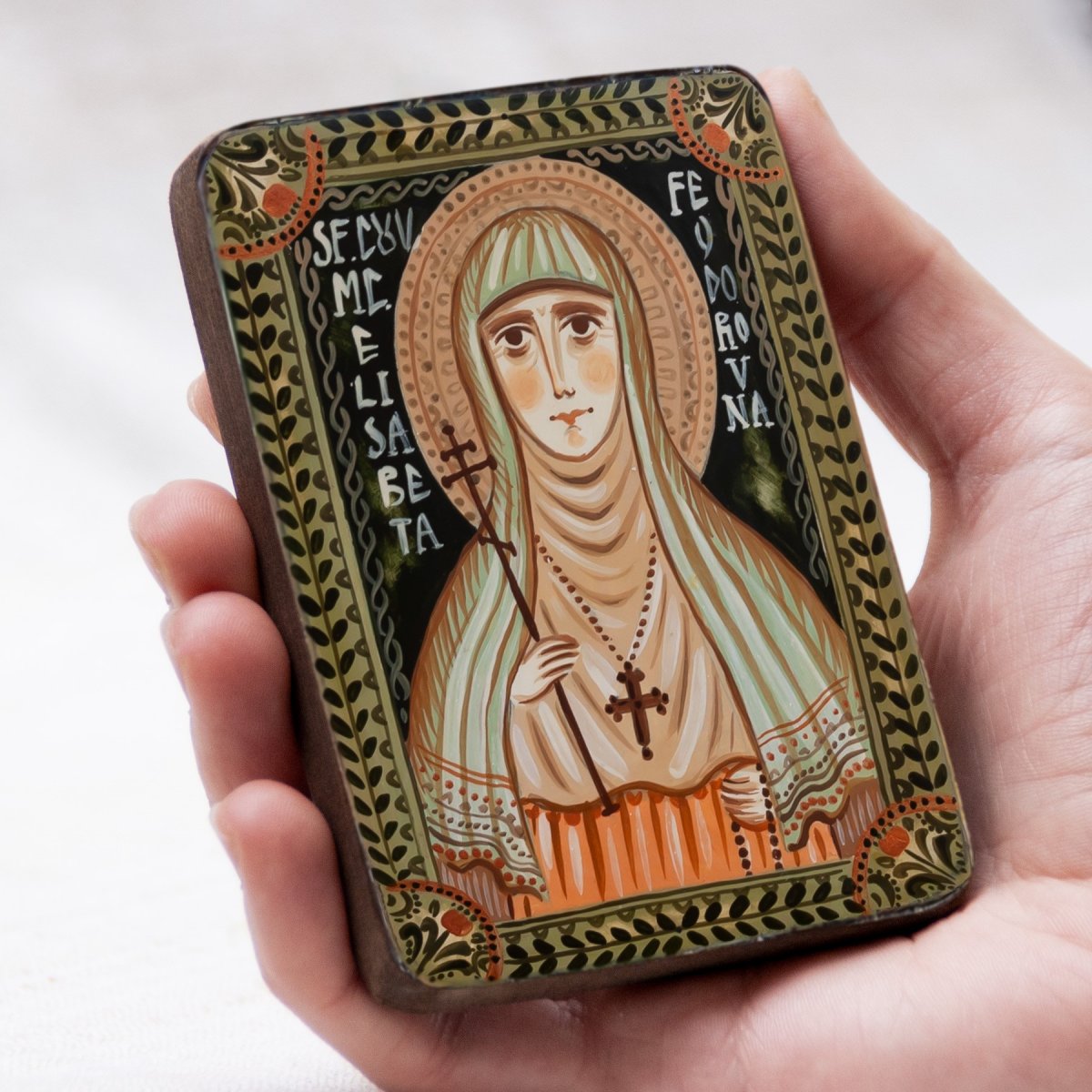 Wood icon, "Saint Elizabeth Fyodorovna", miniature, 7x10cm