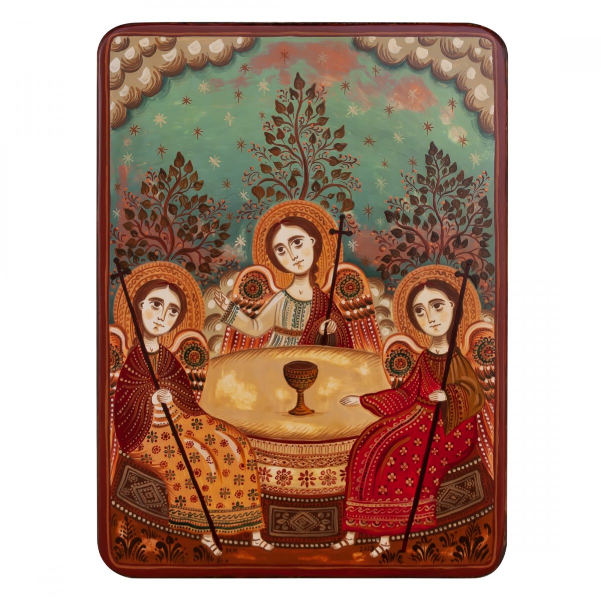 Wood icon, "Holy Trinity", Hand painted
