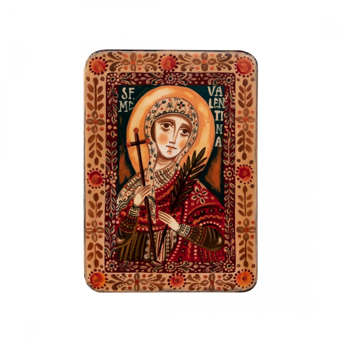 Icoană pe lemn "Sfânta Mc. Valentina", miniatură, 7x10 cm