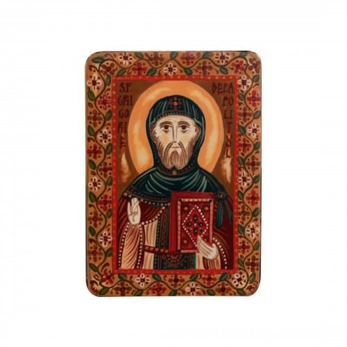 Wood icon, "Saint Gregory the Decapolite", miniature, 7x10cm