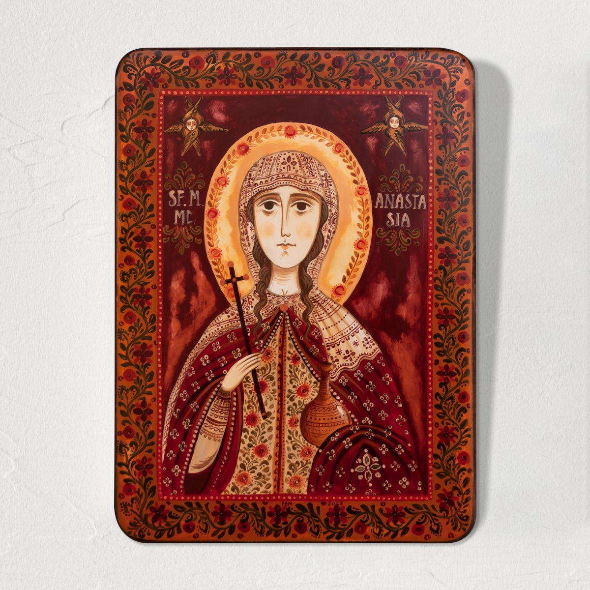 Wood icon, "Saint Anastasia of Sirmium", Hand painted