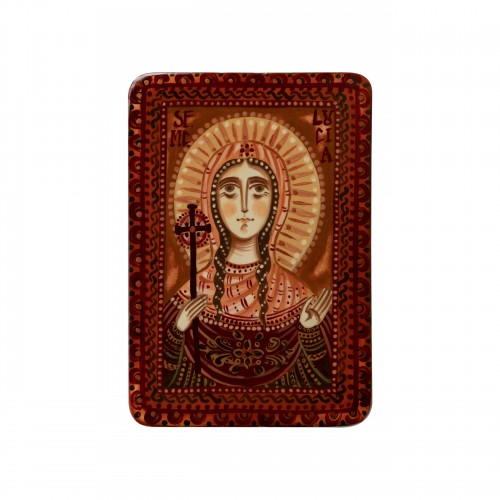 Wood icon, "Saint Lucy of Syracuse", miniature, 7x10cm