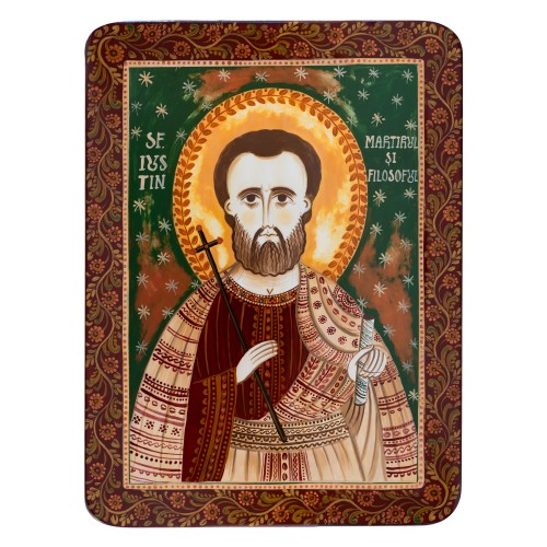 Wood icon, "Saint martyr Justin the Philosopher", Hand painted
