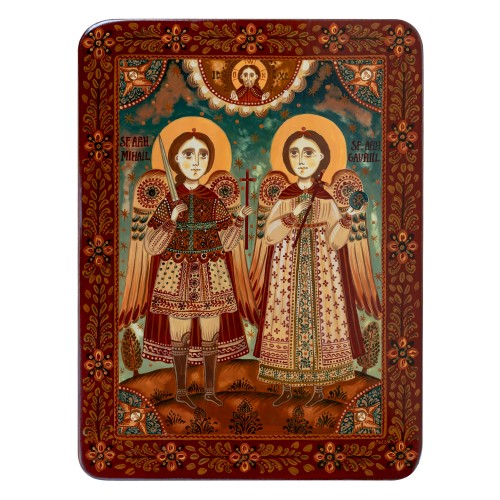 Wood icon, "St. Arch. Michael and Gabriel", Hand painted