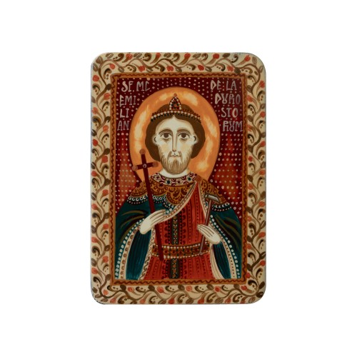 Icoană pe lemn "Sf. Emilian de la Durostor", miniatură, 7x10 cm