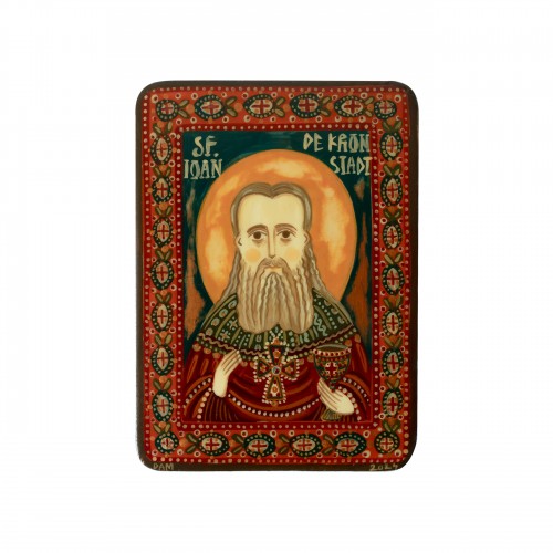 Icoană pe lemn "Sfântul Ioan din Kronstadt", miniatură, 7x10 cm