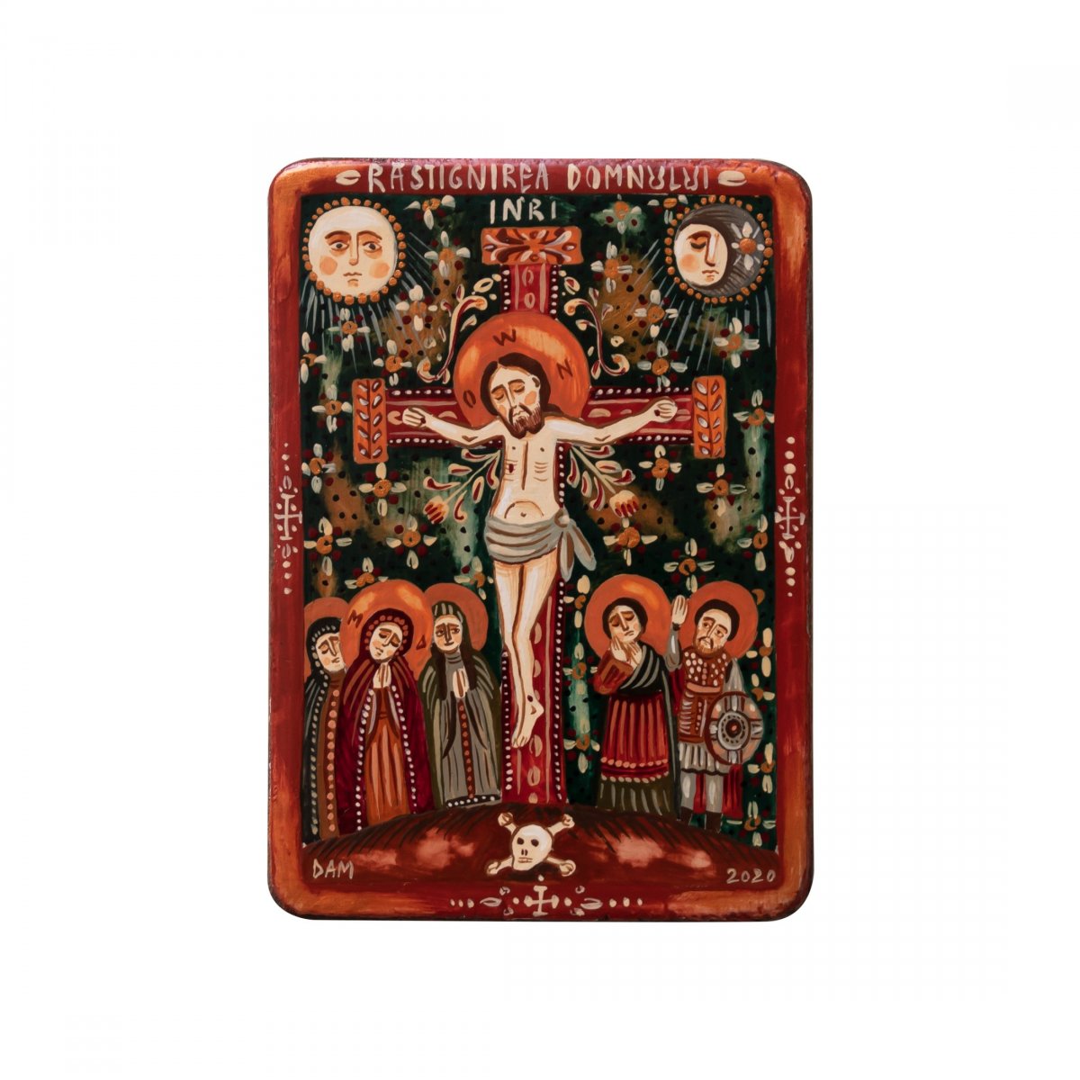 Wood icon, "The Crucifixion", miniature, 7x10cm