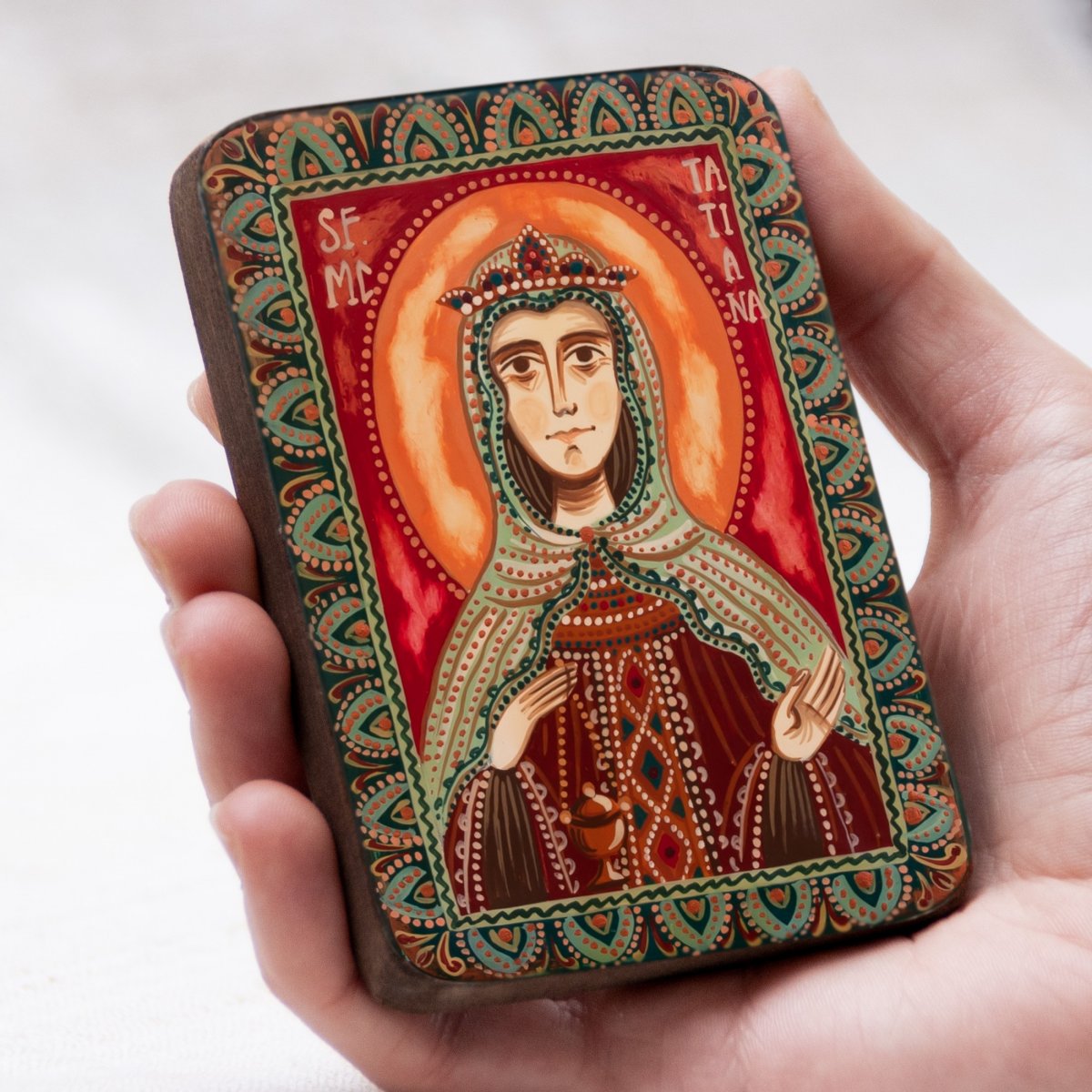 Icoană pe lemn "Sfânta Muceniță Tatiana", miniatură, 7x10 cm
