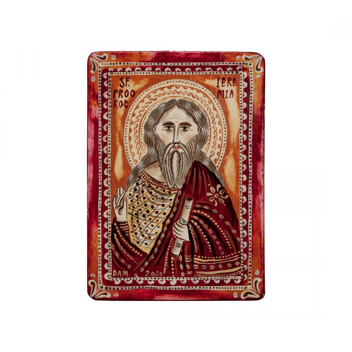 Icoană pe lemn "Sfântul Proroc Ieremia", miniatură, 7x10 cm