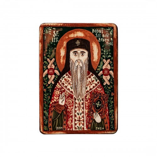 Wood icon, "Saint Dionysius of Zakynthos", miniature, 7x10cm