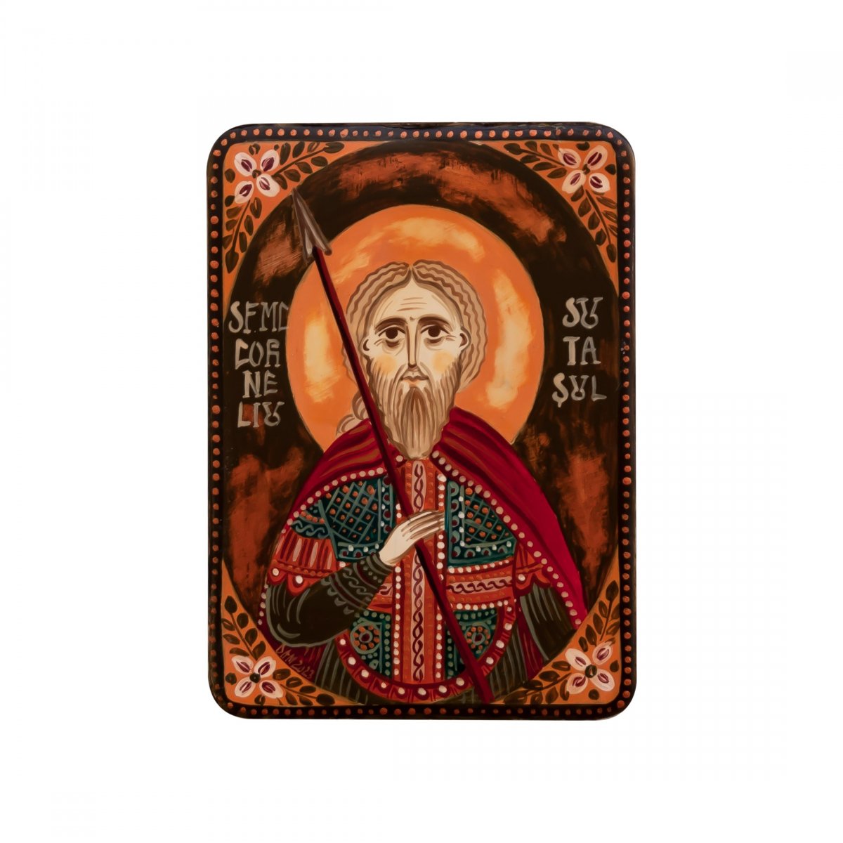 Wood icon, "Saint Cornelius the Centurion", miniature, 7x10cm