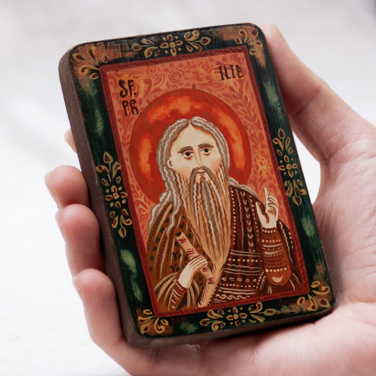 Wood icon, "Saint Elijah, miniature, 7x10cm
