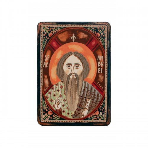 Icoană pe lemn "Sfântul Andrei", miniatură, 7x10 cm