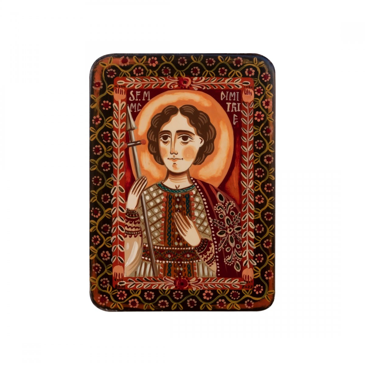 Wood icon, "Saint Demetrius of Thessaloniki", miniature, 7x10cm