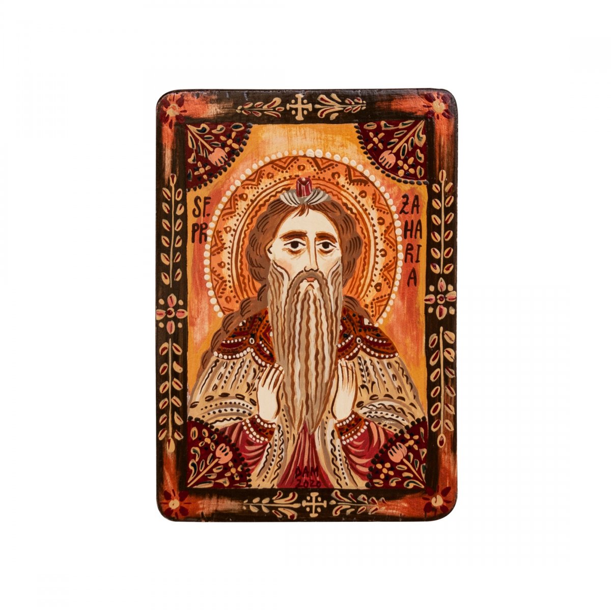 Icoană pe lemn "Sfântul Zaharia", miniatură, 7x10 cm