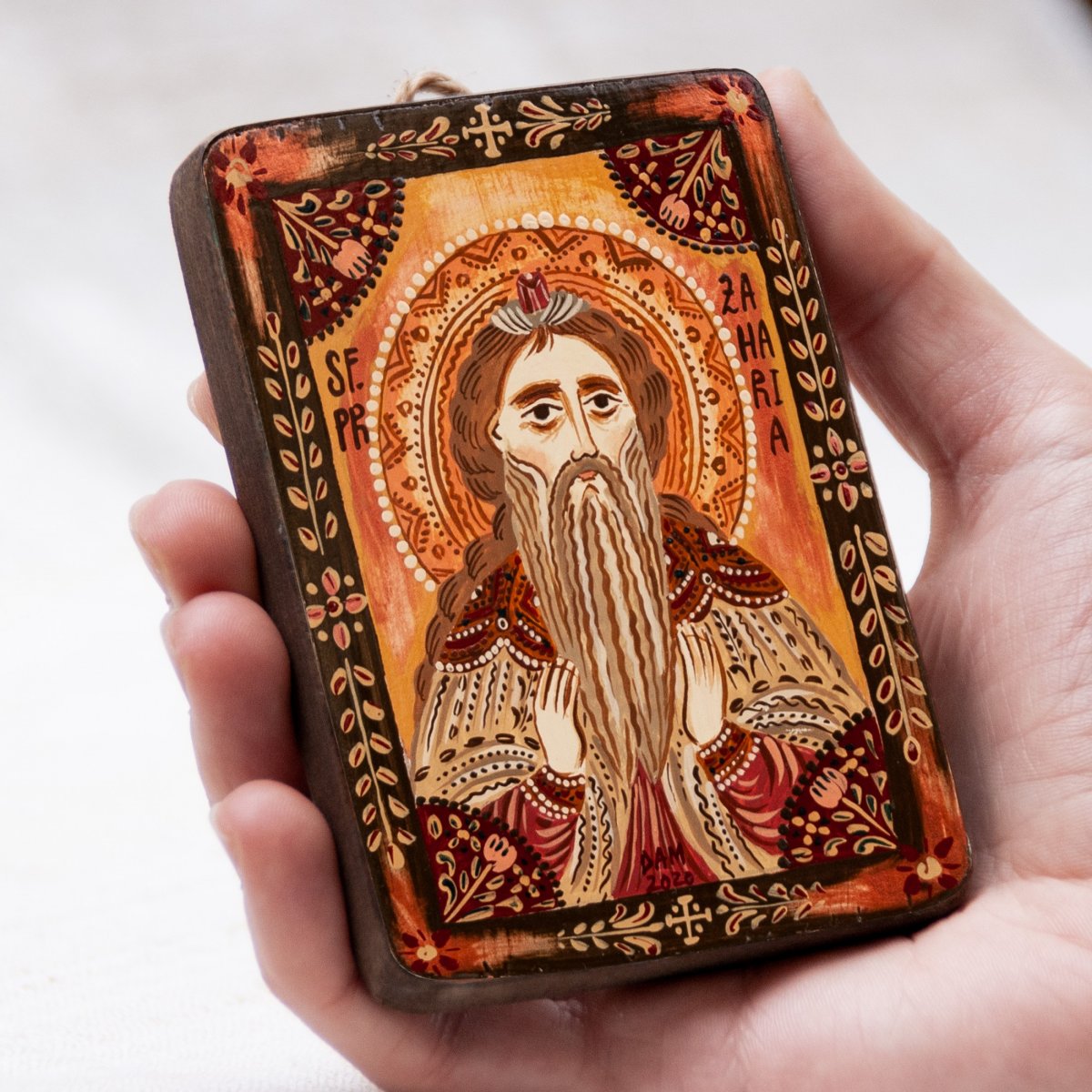 Wood icon, "Saint Zachariah", miniature, 7x10cm