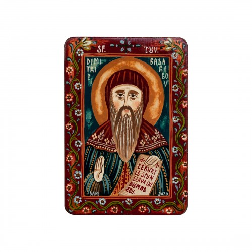 Icoană pe lemn "Sfântul Dimitrie Basarabov", miniatură, 7x10 cm